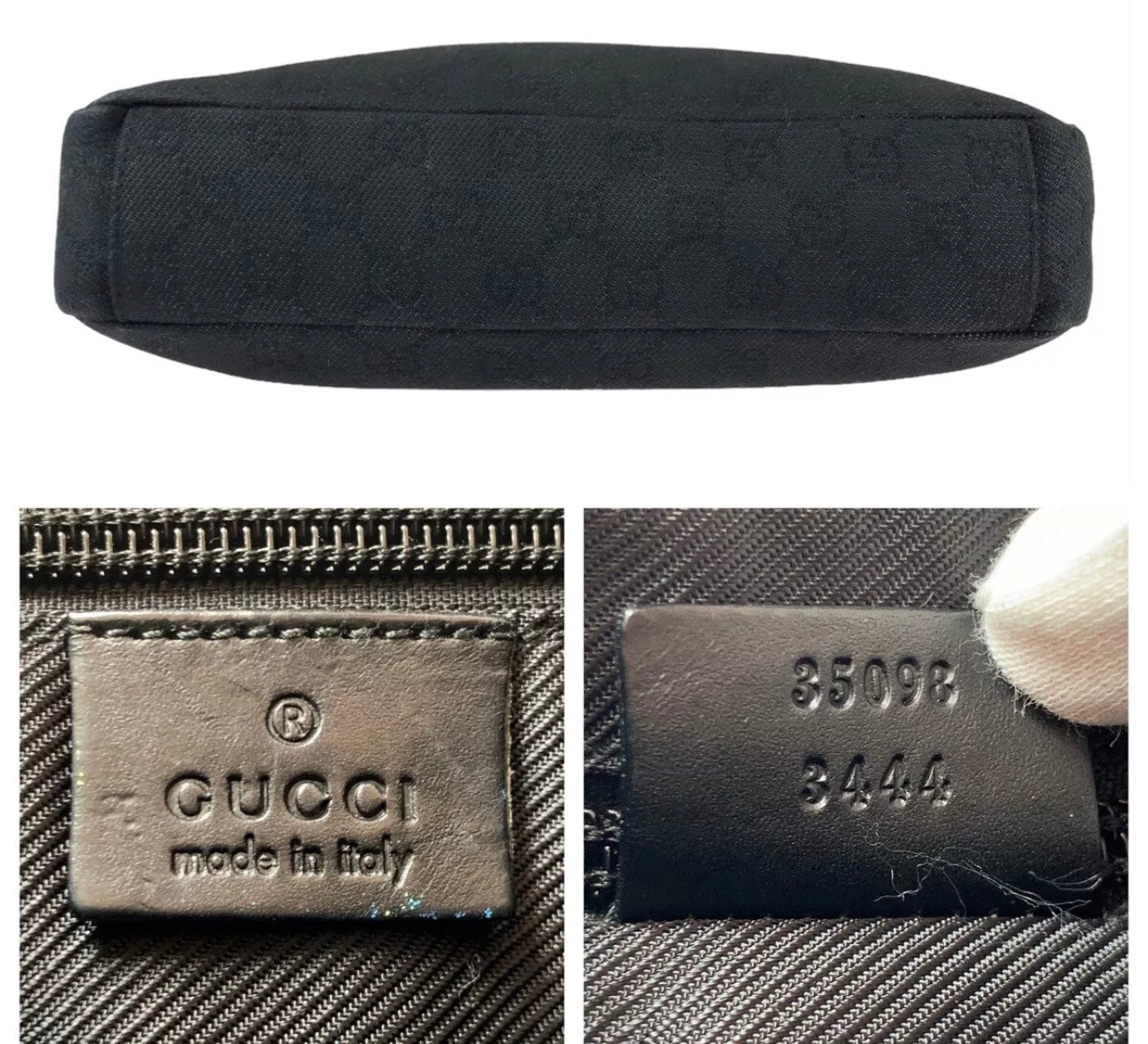 GUCCI Crossbody/Schultertasche Textil Silberhardware Schwarz