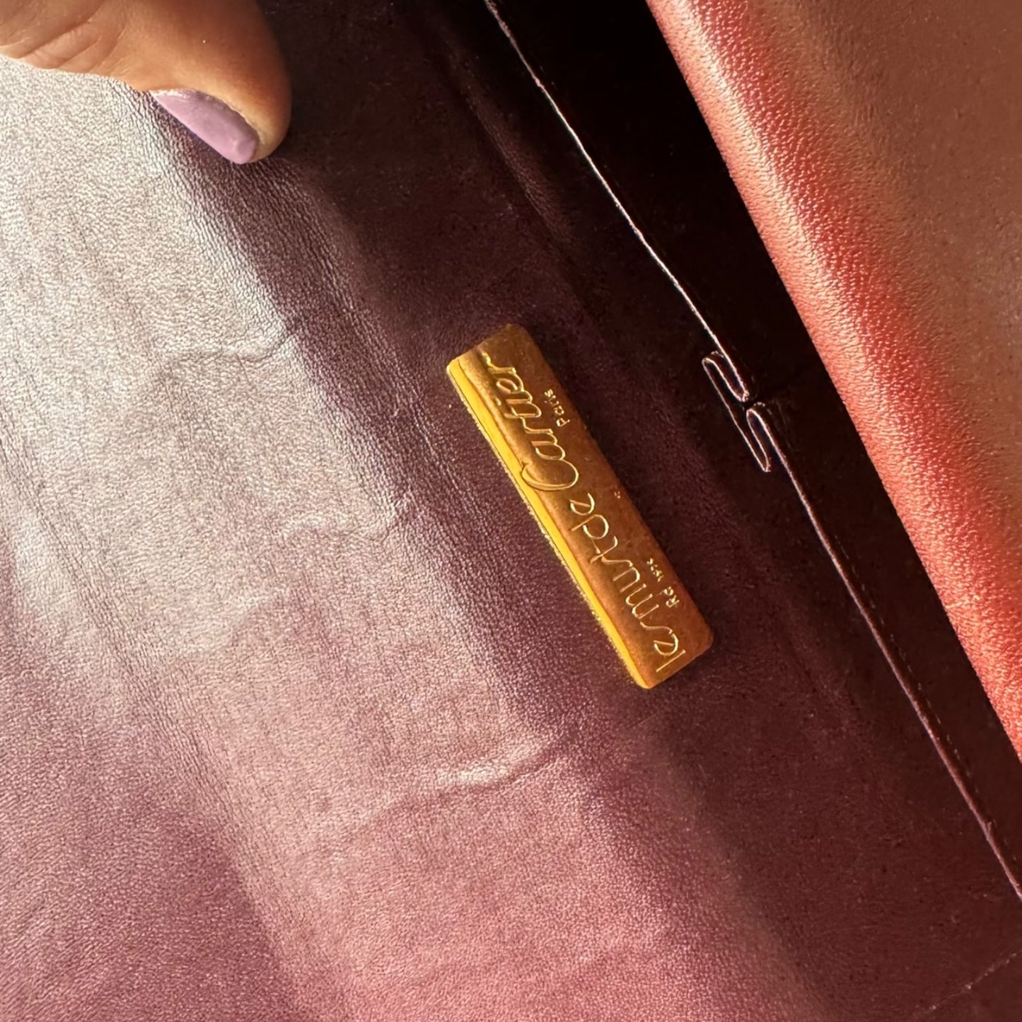 CARTIER Vintage Handtasche Dunkelrot Leder Goldhardware