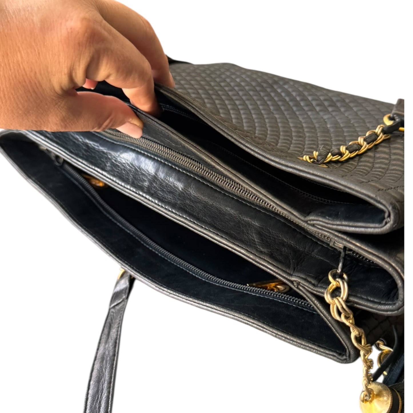 BALLY Vintage Handtasche Schwarz, aus Leder