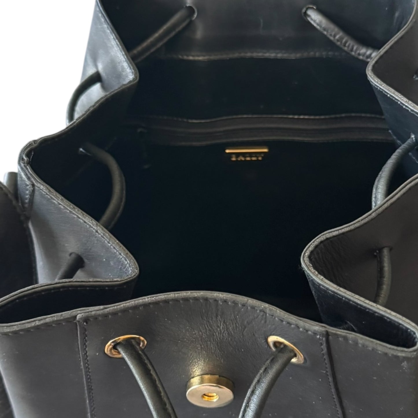 BALLY Vintage Handtasche (Beuteltasche/bucket bag) aus schwarzem Glattleder