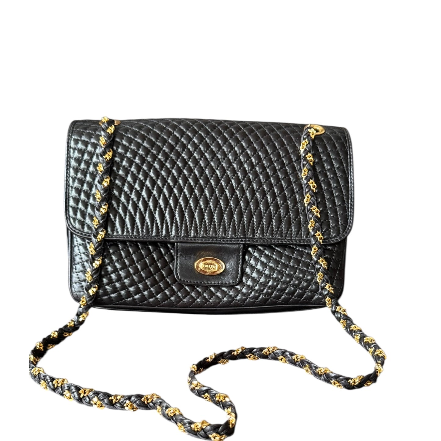 BALLY Vintage Crossbodytasche Schwarz Double Flap