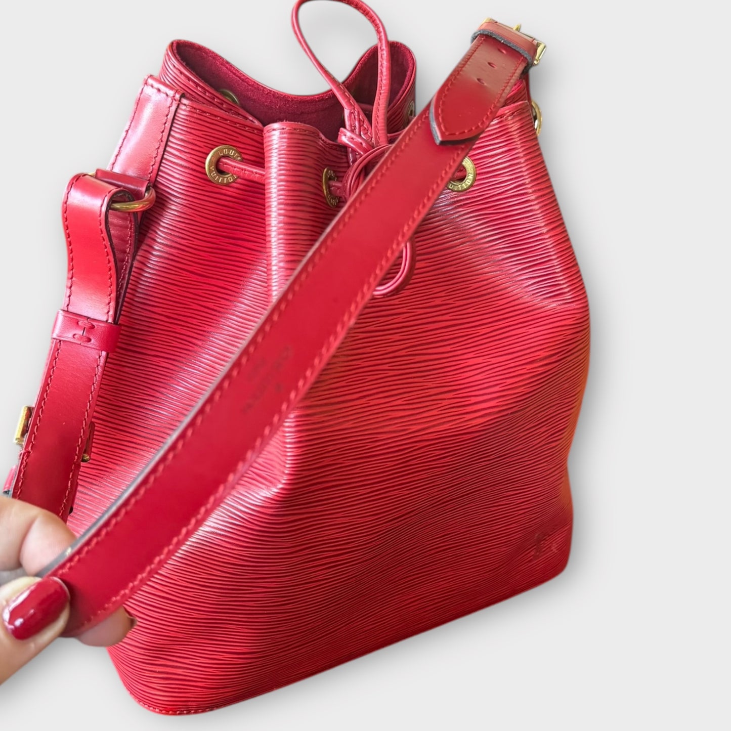 LOUIS VUITTON Petit Noé Epileder Rouge Bijouterie dorée