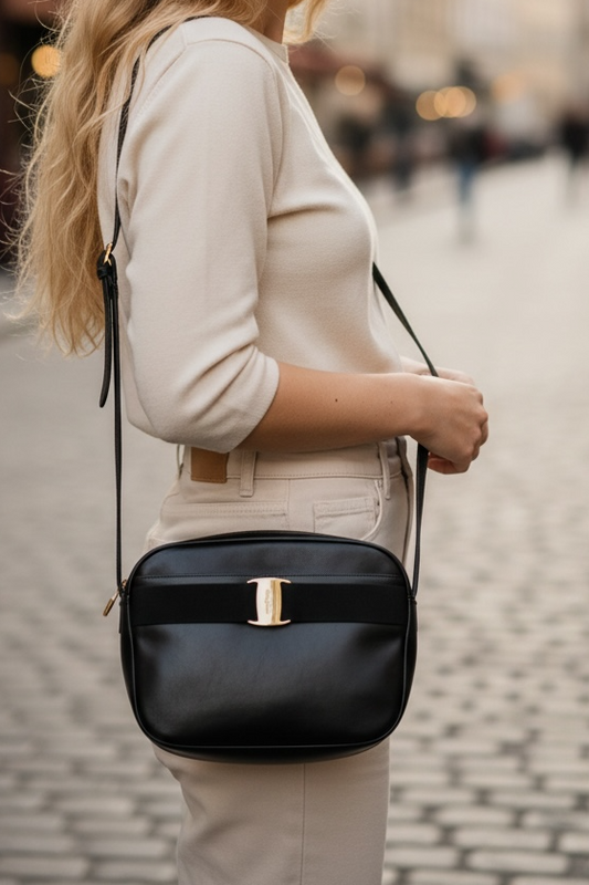 SALVATORE FERRAGAMO Vintage Crossbodytasche Dunkelblau