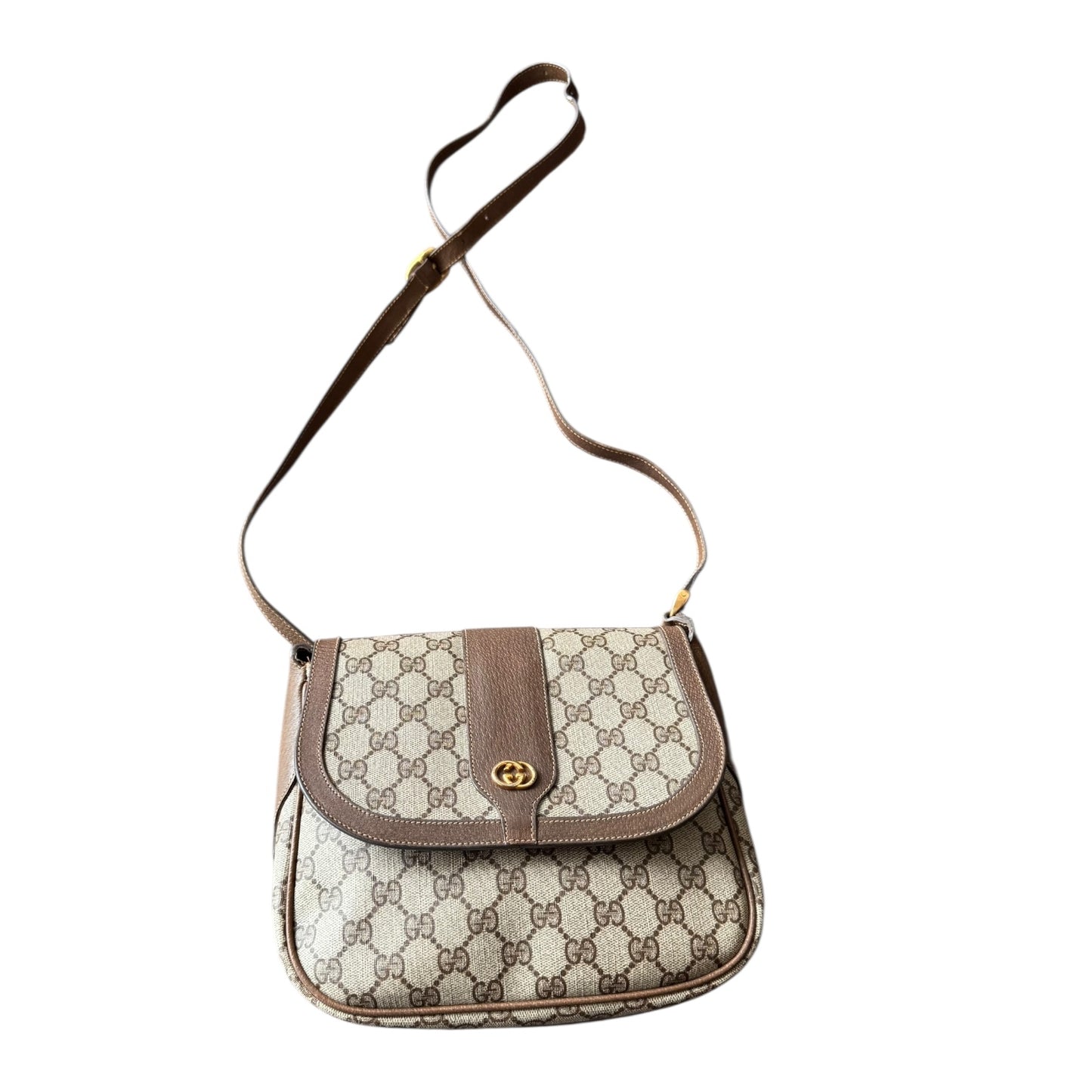 GUCCI Vintage Crossbodybag Schultertasche Guccissima beige/braun