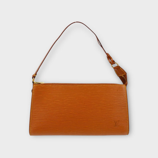 LOUIS VUITTON Pochette Tasche Epileder braun Handtasche Schultertasche