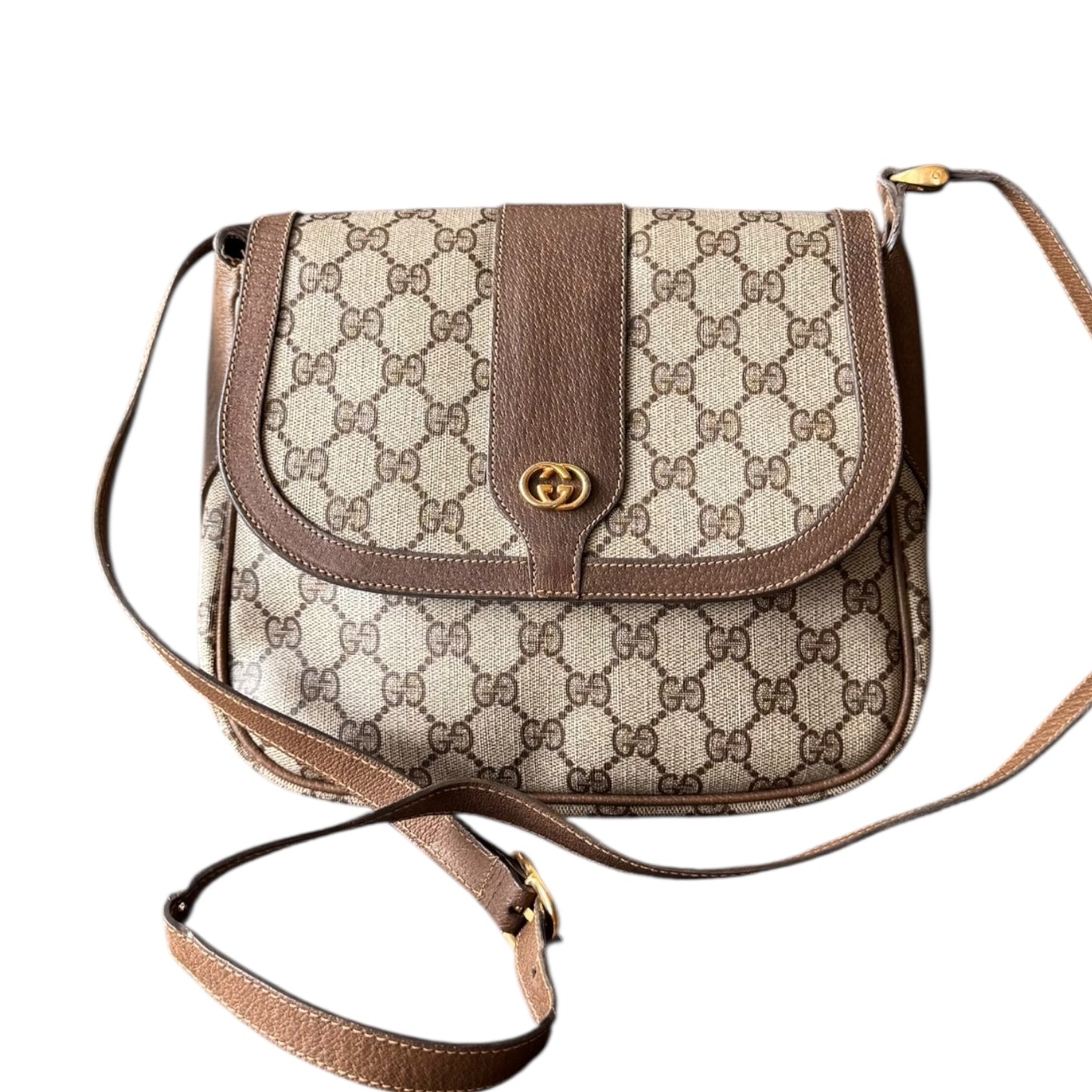 GUCCI Vintage Crossbodybag Schultertasche Guccissima beige/braun