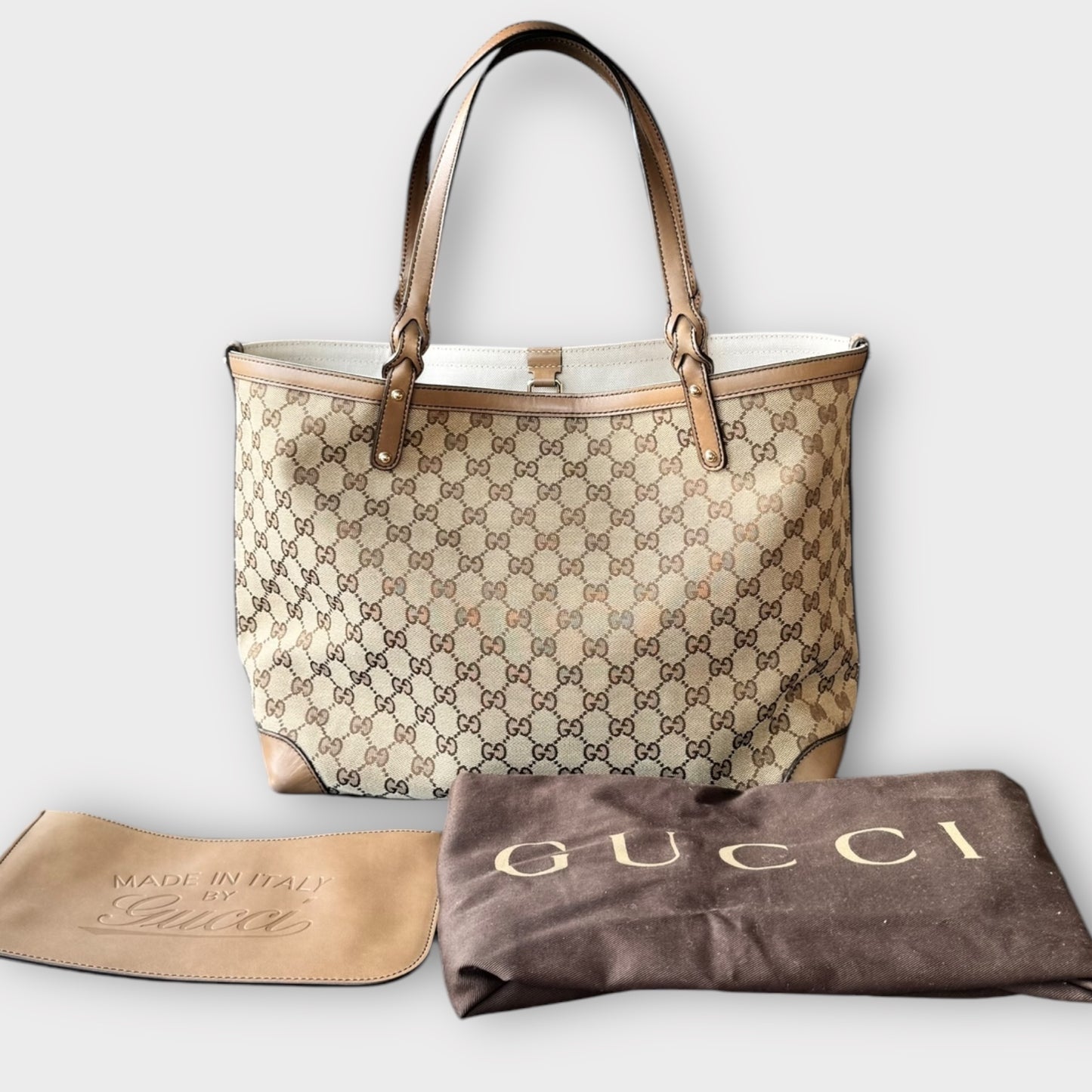 GUCCI Shopper Guccissima Beige/Brown mit Pochette aus Leder