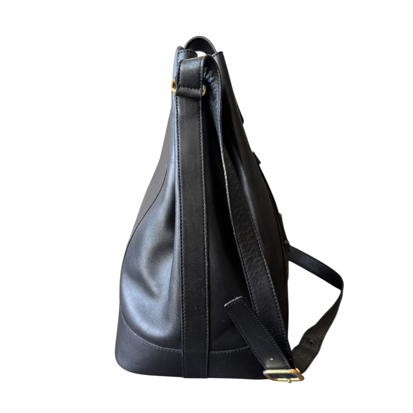 BALLY Vintage Handtasche (Beuteltasche/bucket bag) aus schwarzem Glattleder