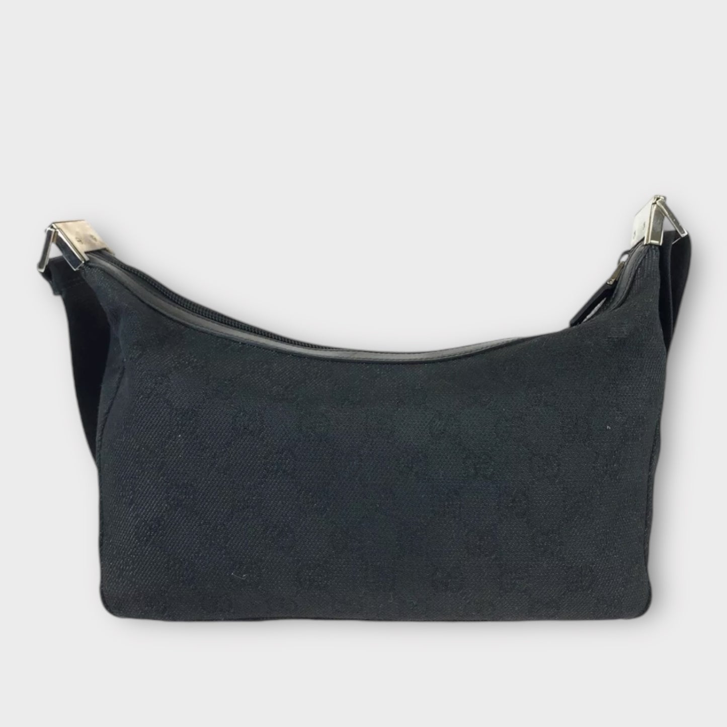 GUCCI Crossbody/Shoulder Bag Textile Silver Hardware Black