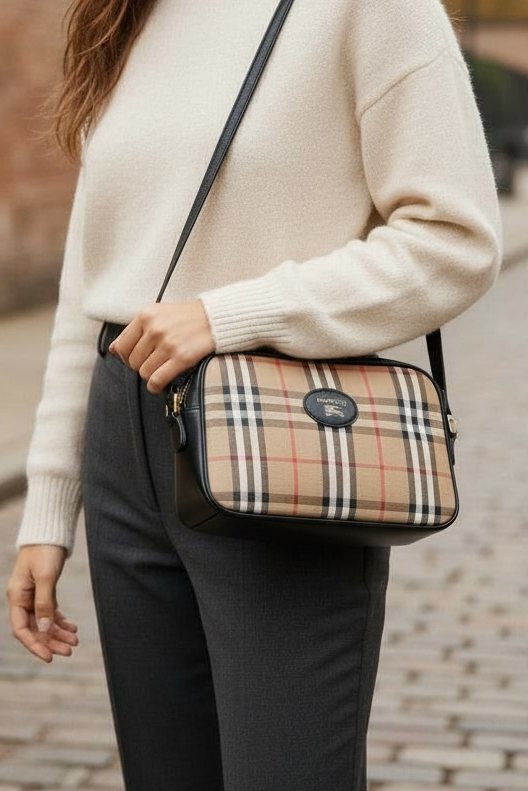 BURBERRY Vintage Schultertasche Braun beige Check