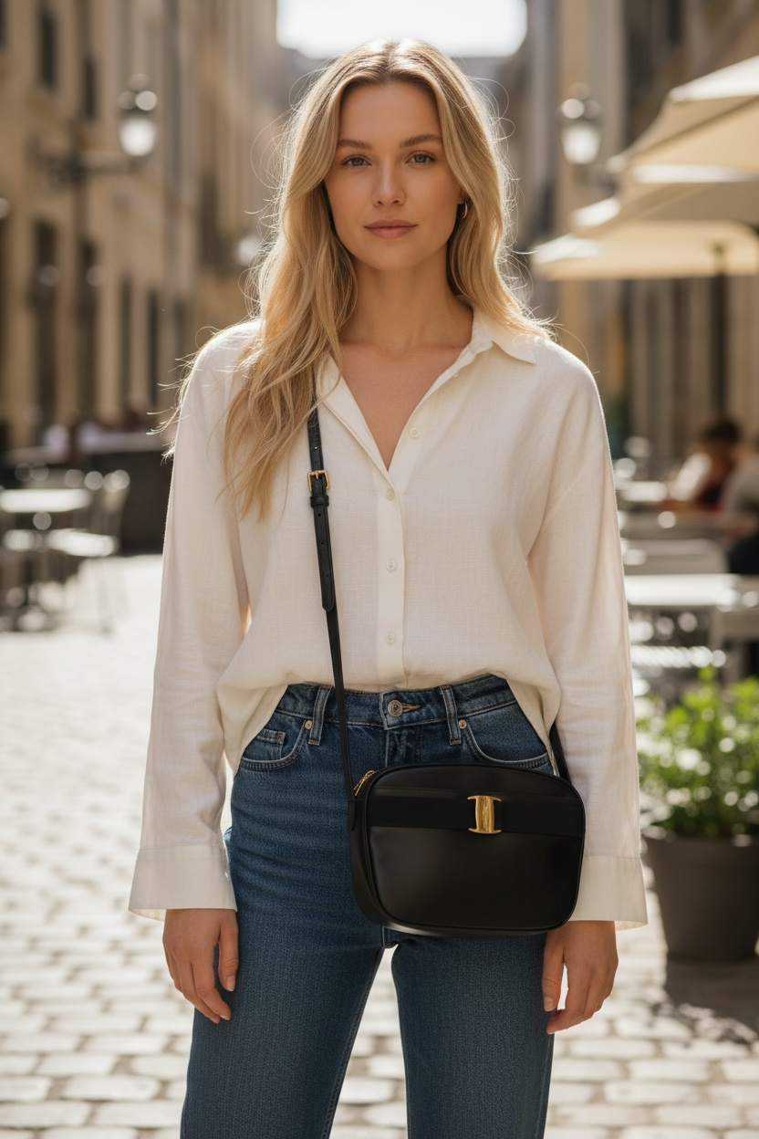 SALVATORE FERRAGAMO Vintage Crossbodytasche Dunkelblau