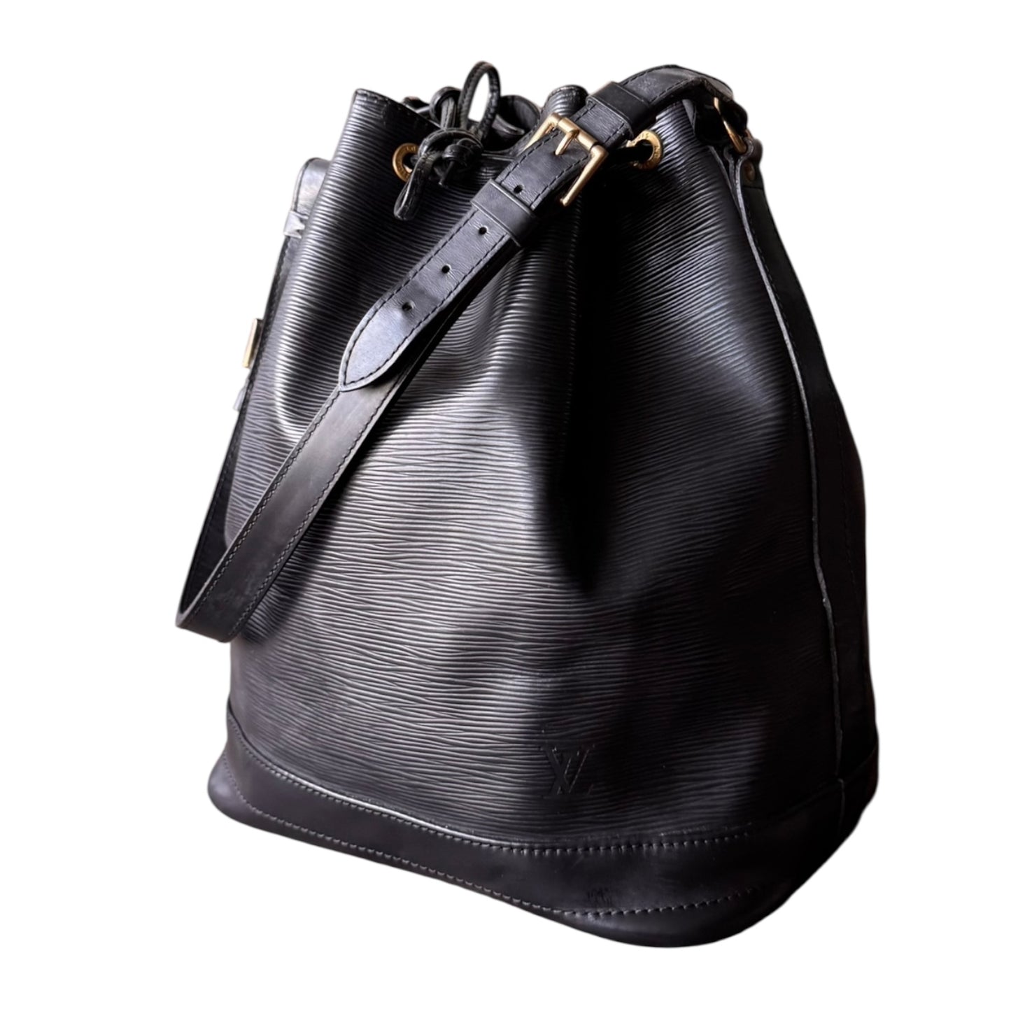 LOUIS VUITTON Grand Noé Epileder Schwarz Goldhardware