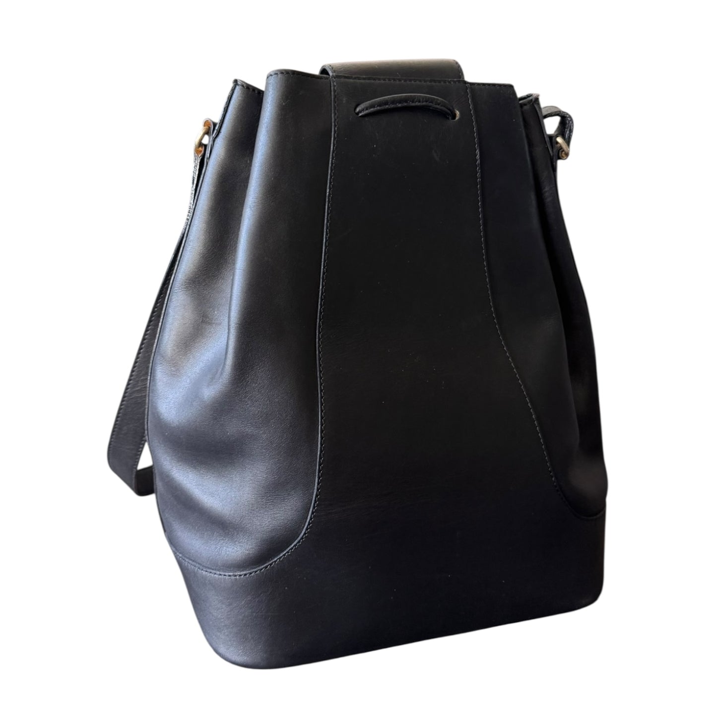 BALLY Vintage Handtasche (Beuteltasche/bucket bag) aus schwarzem Glattleder