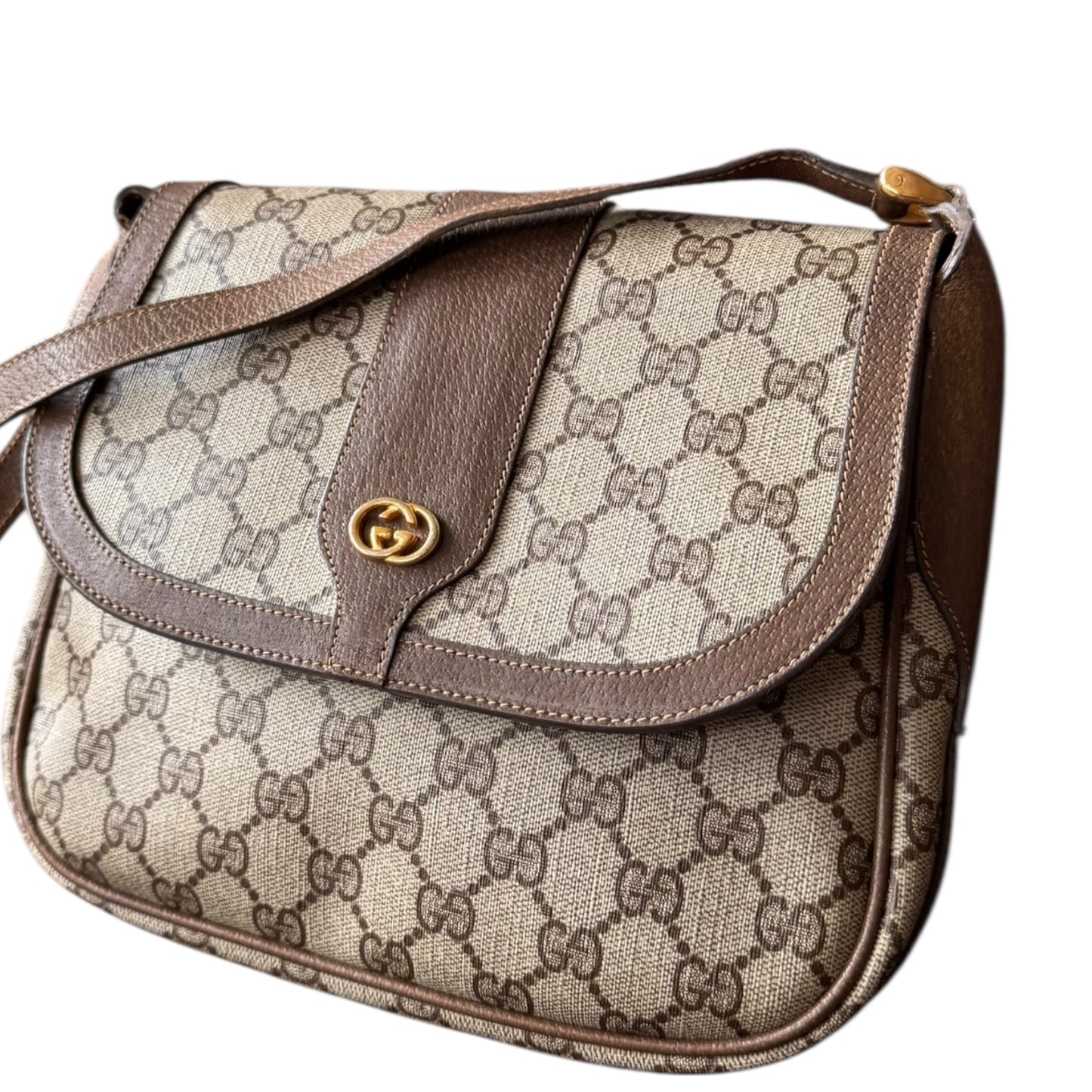 GUCCI Vintage Crossbodybag Schultertasche Guccissima beige/braun