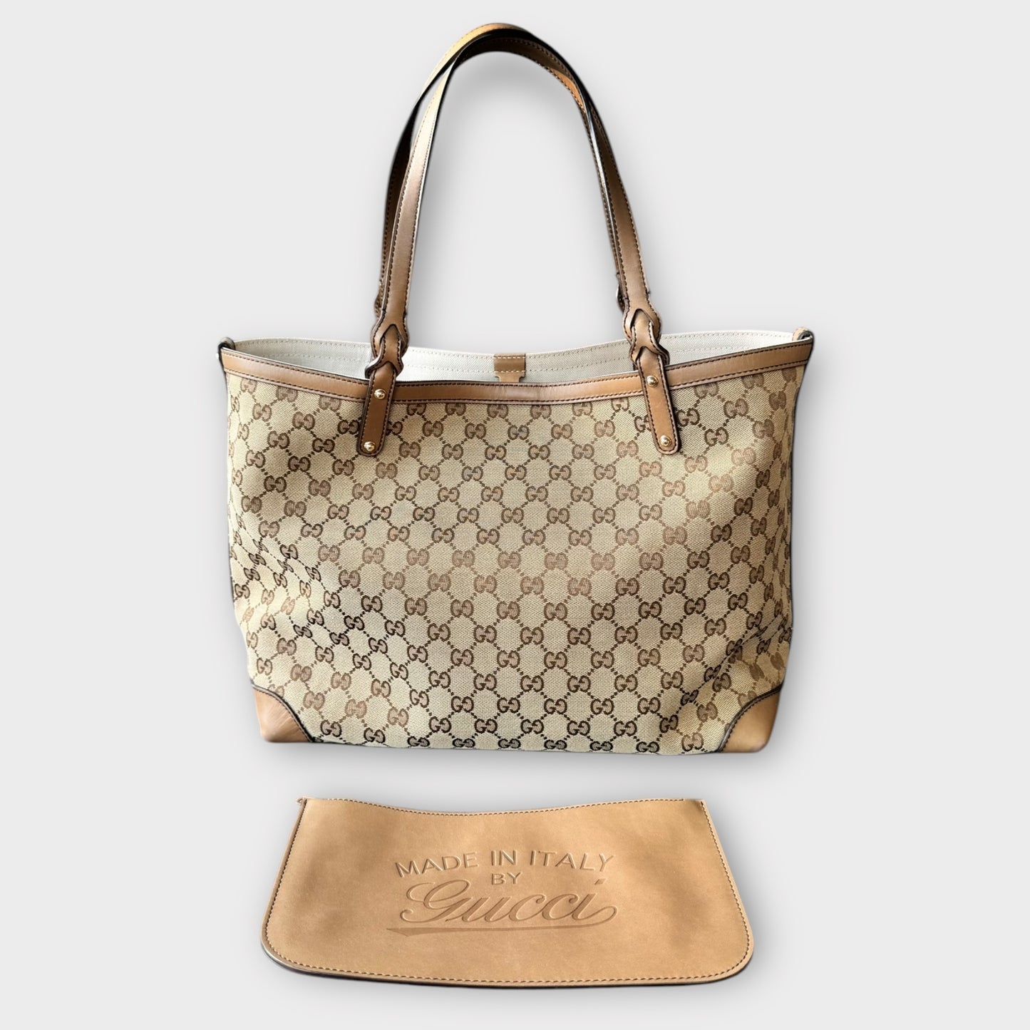 GUCCI Shopper Guccissima Beige/Brown mit Pochette aus Leder