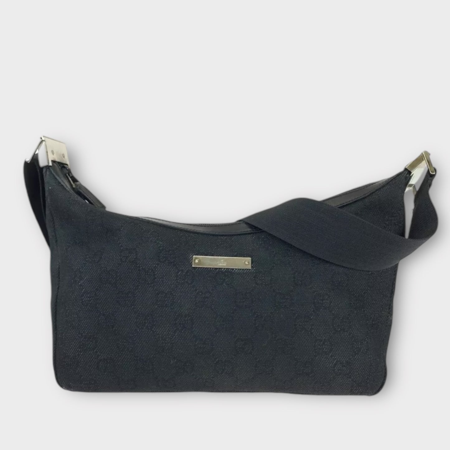 GUCCI Crossbody/Schultertasche Textil Silberhardware Schwarz