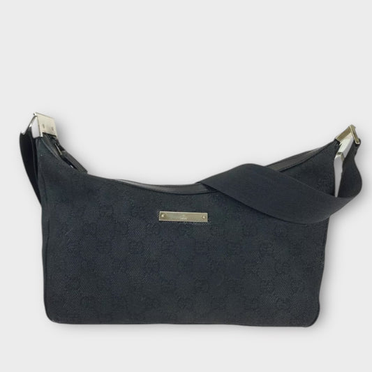 GUCCI Bandoulière/Sac à bandoulière Textile Argent Matériel Noir