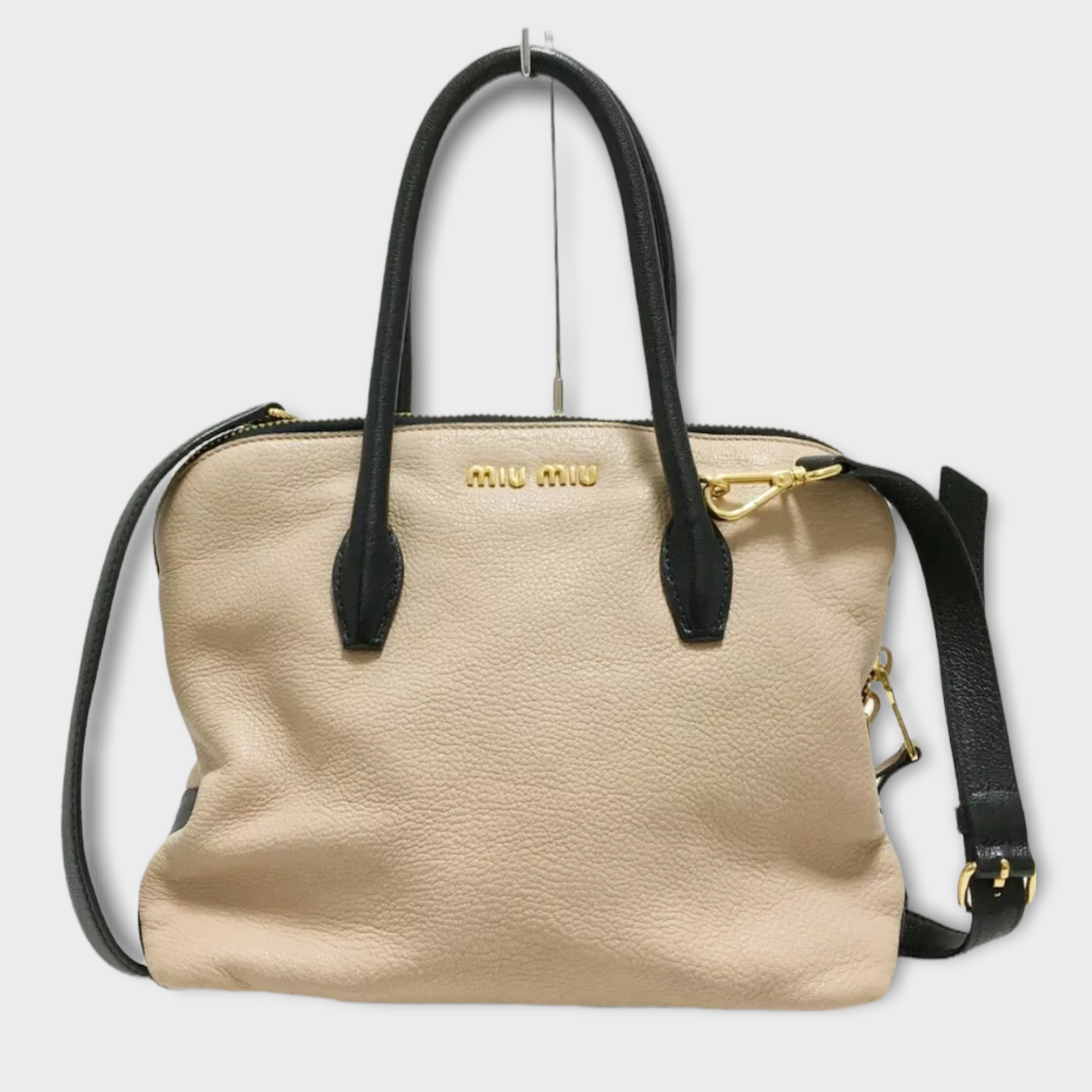 MIU MIU Bowling Bag beige/black leather 2 colors