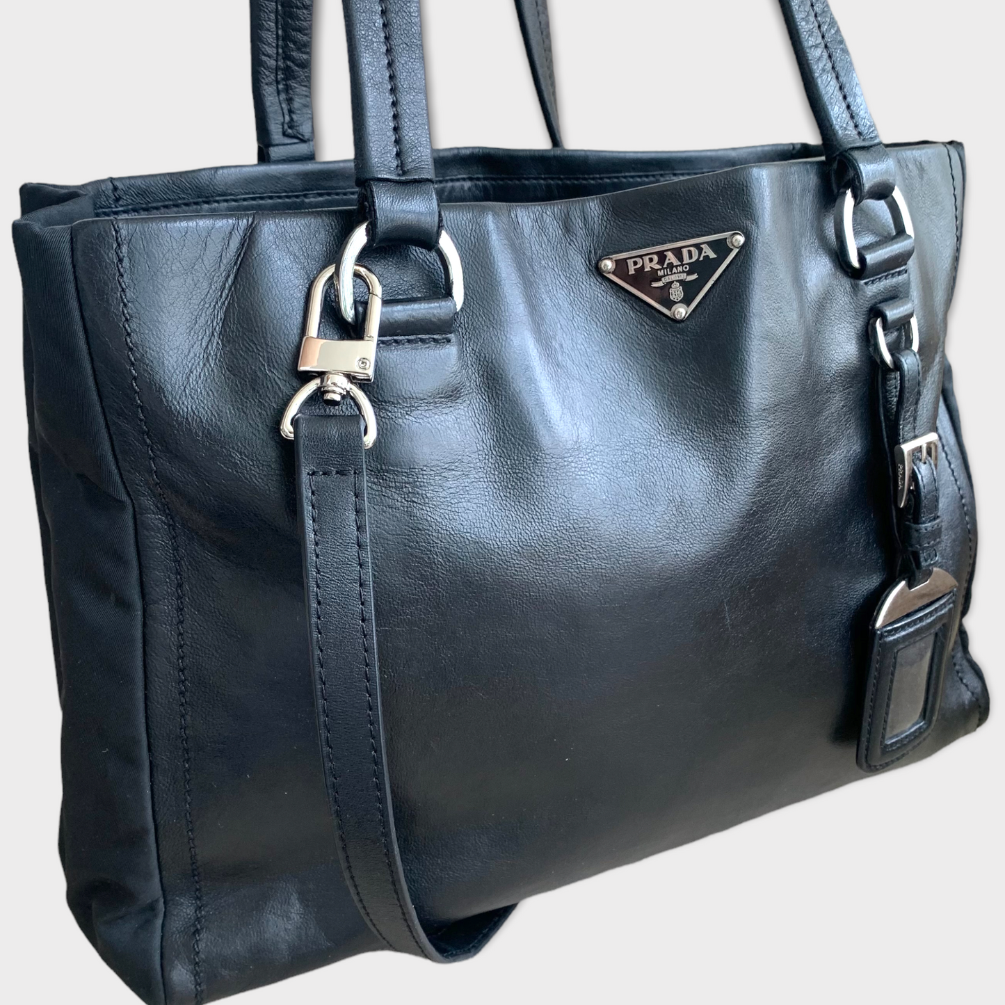 PRADA sac à main 2way bag cuir noir