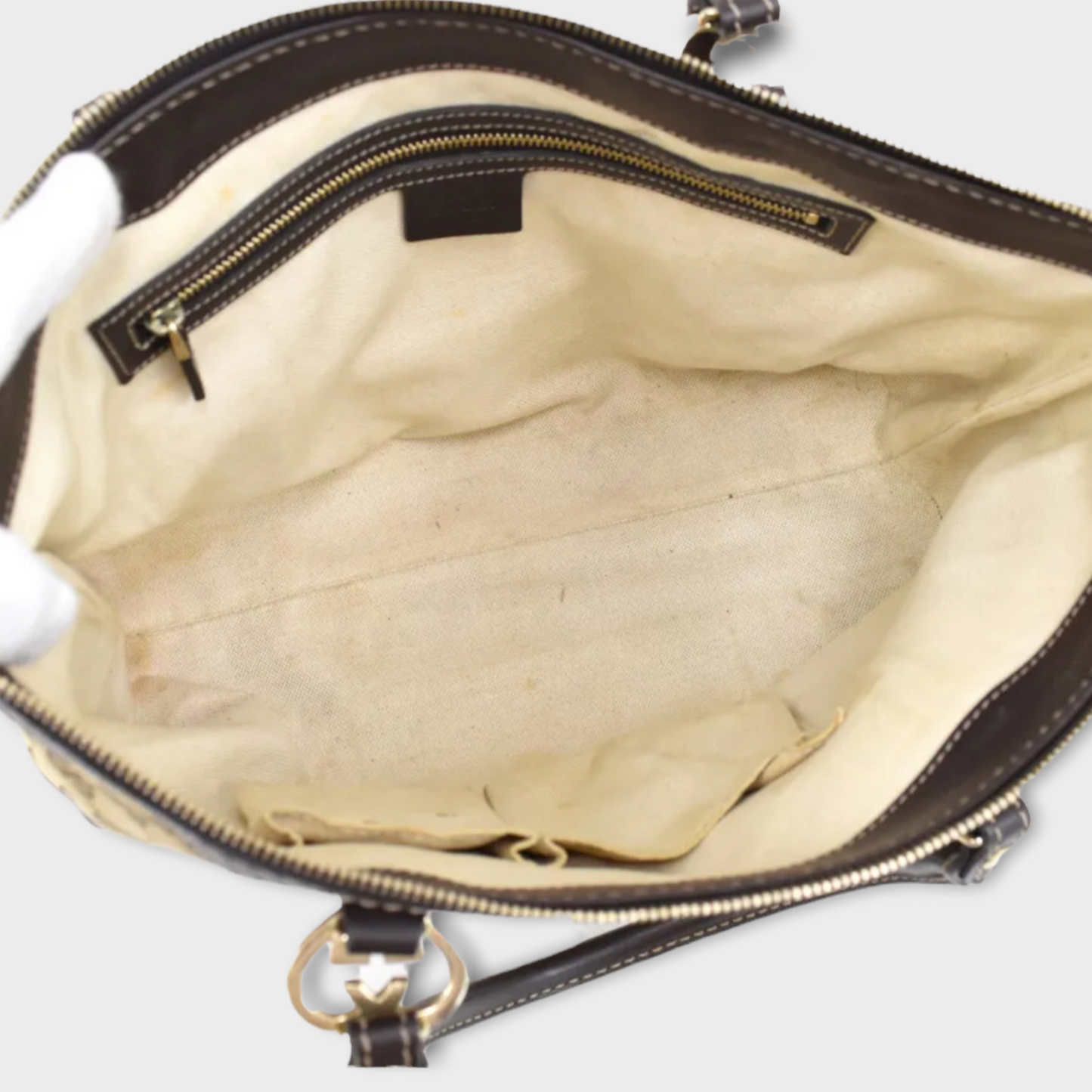 Sac à bandoulière en cuir et toile GUCCI Shopper