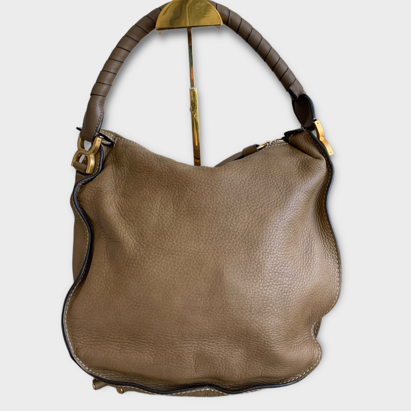 Chloé Marcie Hobo Tote Schultertasche Walnut Goldhardware