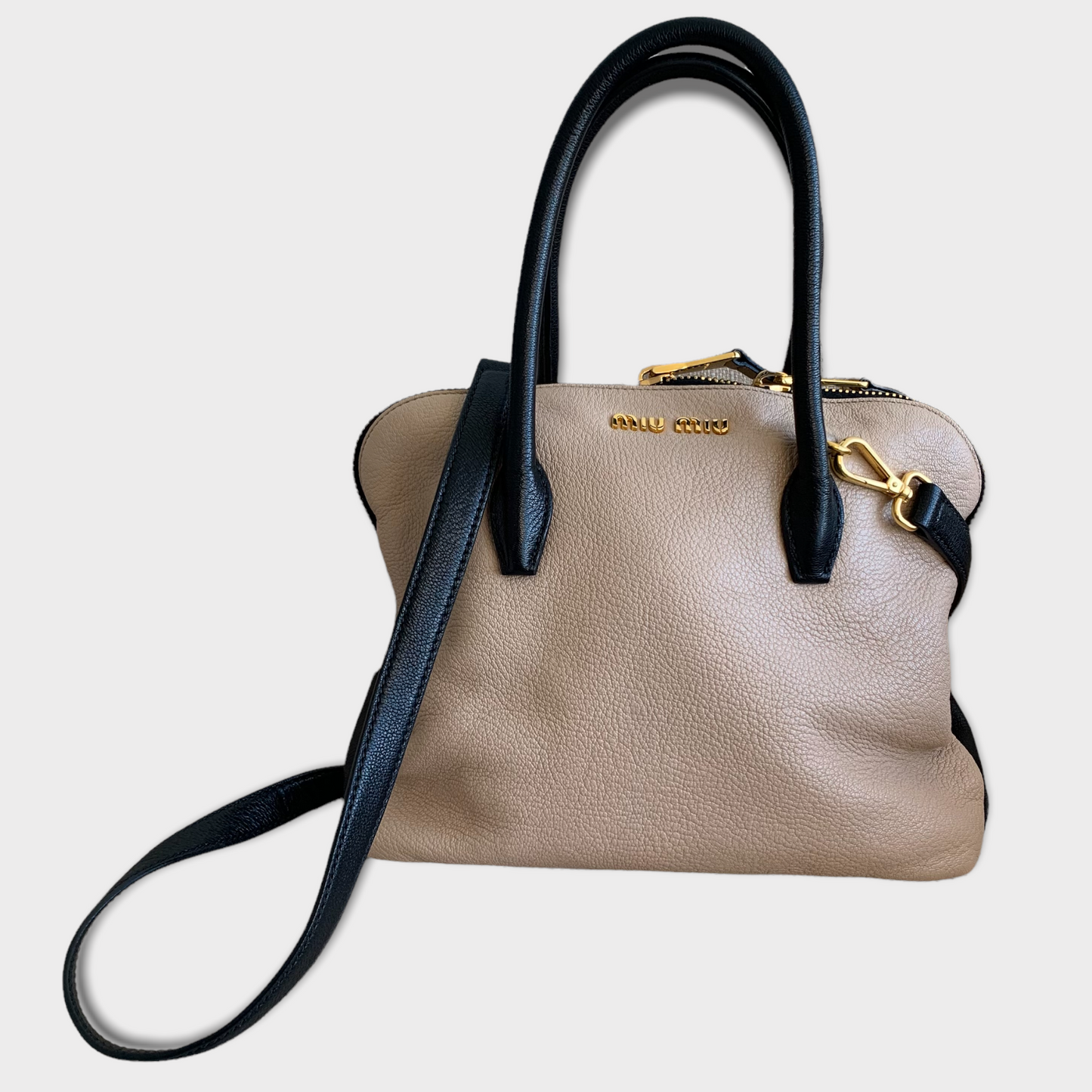 MIU MIU Bowling Bag beige/black leather 2 colors