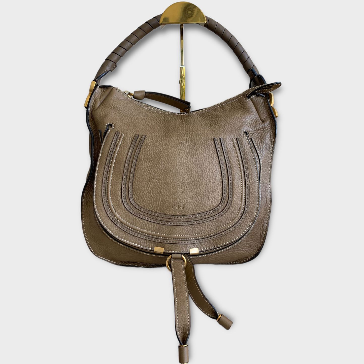 Chloé Marcie Hobo Tote Schultertasche Walnut Goldhardware