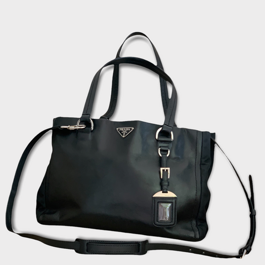 PRADA sac à main 2way bag cuir noir