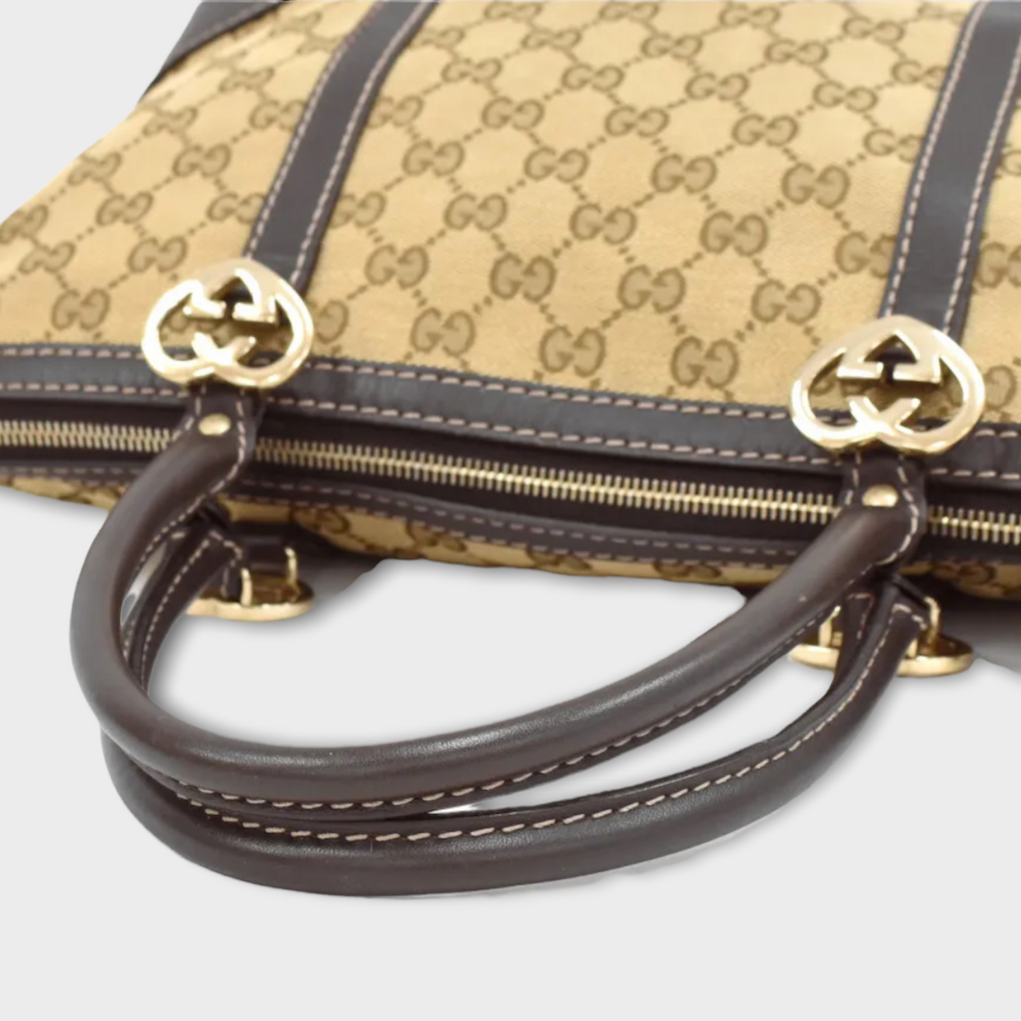 Sac à bandoulière en cuir et toile GUCCI Shopper