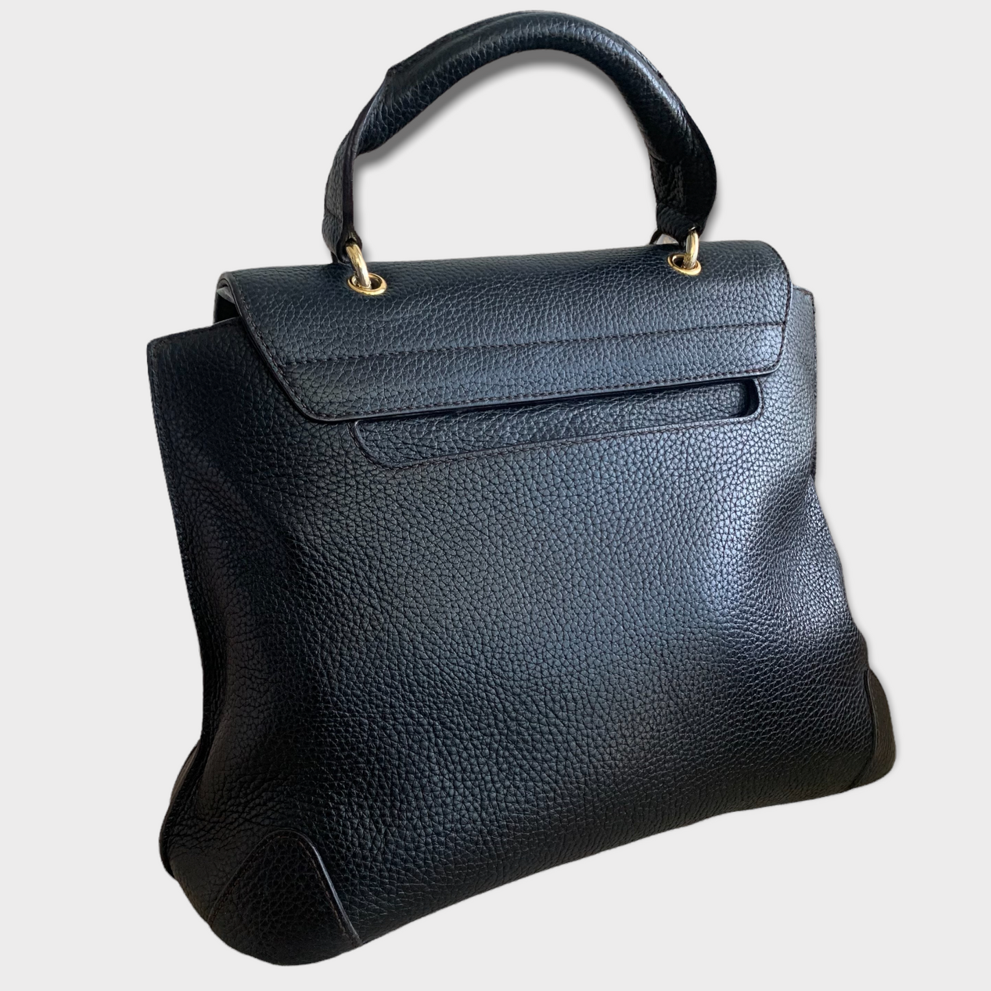 Sac à main en cuir MCM matériel doré noir