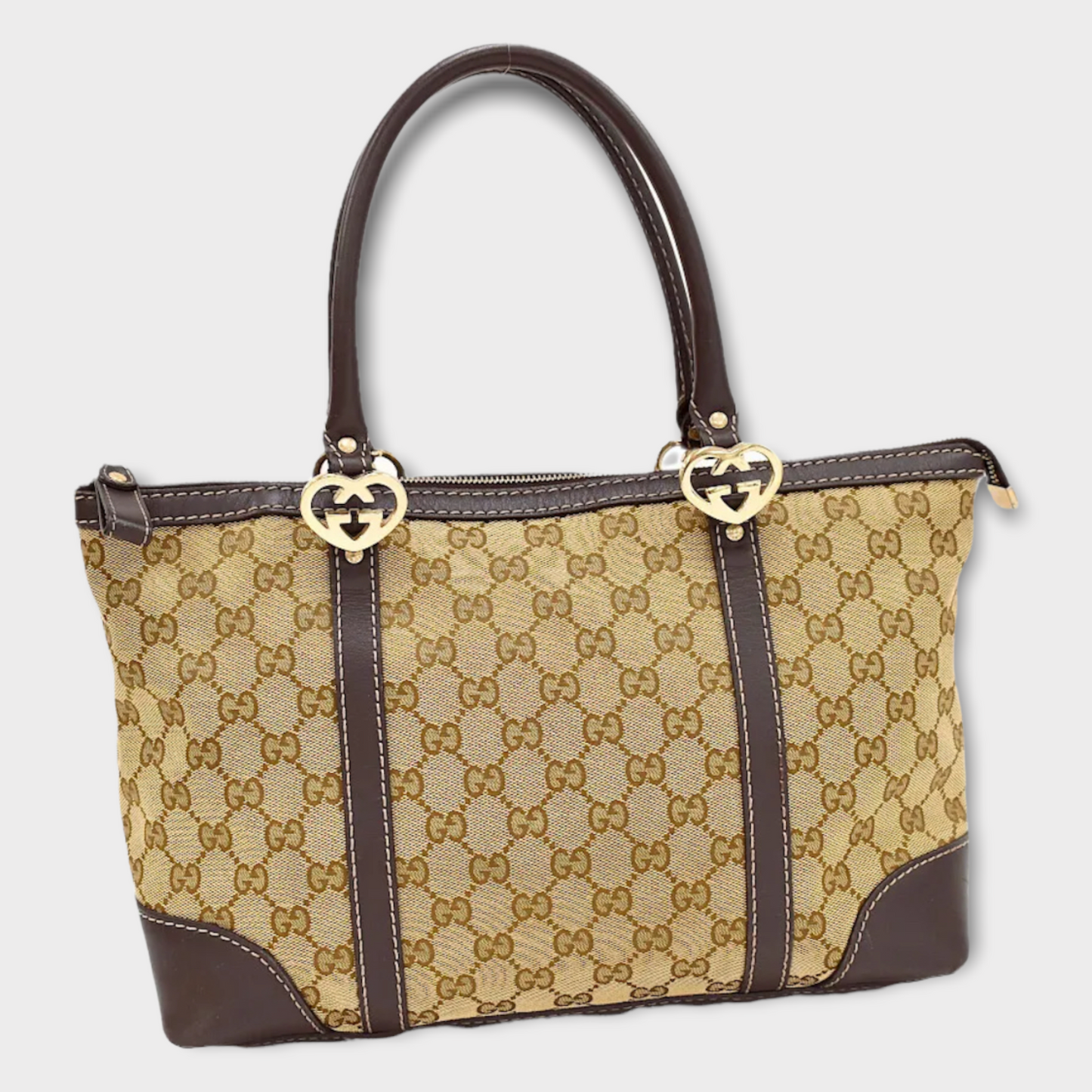 Sac à bandoulière en cuir et toile GUCCI Shopper