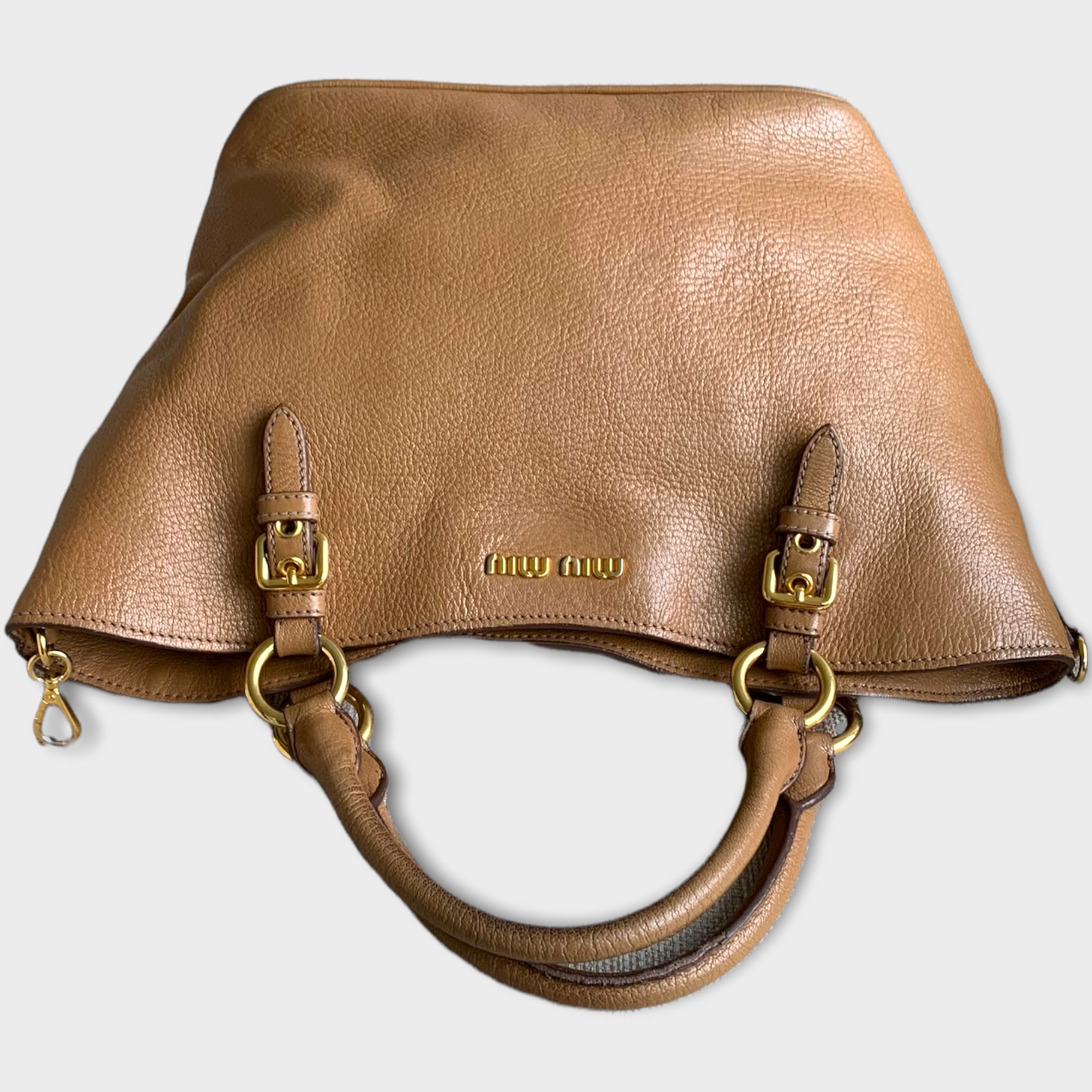 MIU MIU sac à main bandoulière en cuir bijouterie dorée