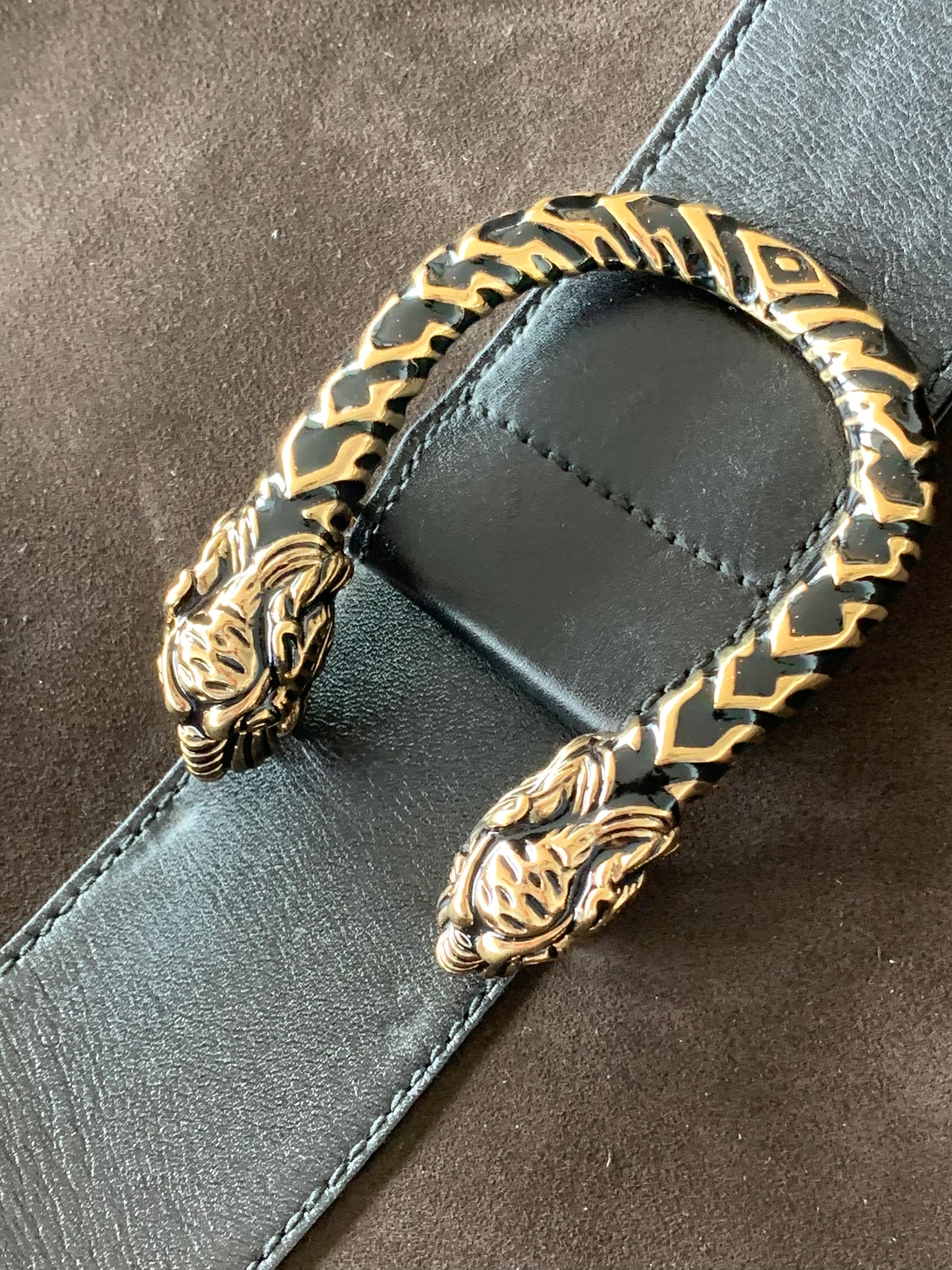 GUCCI Dionysus daim et cuir lisse marron/noir