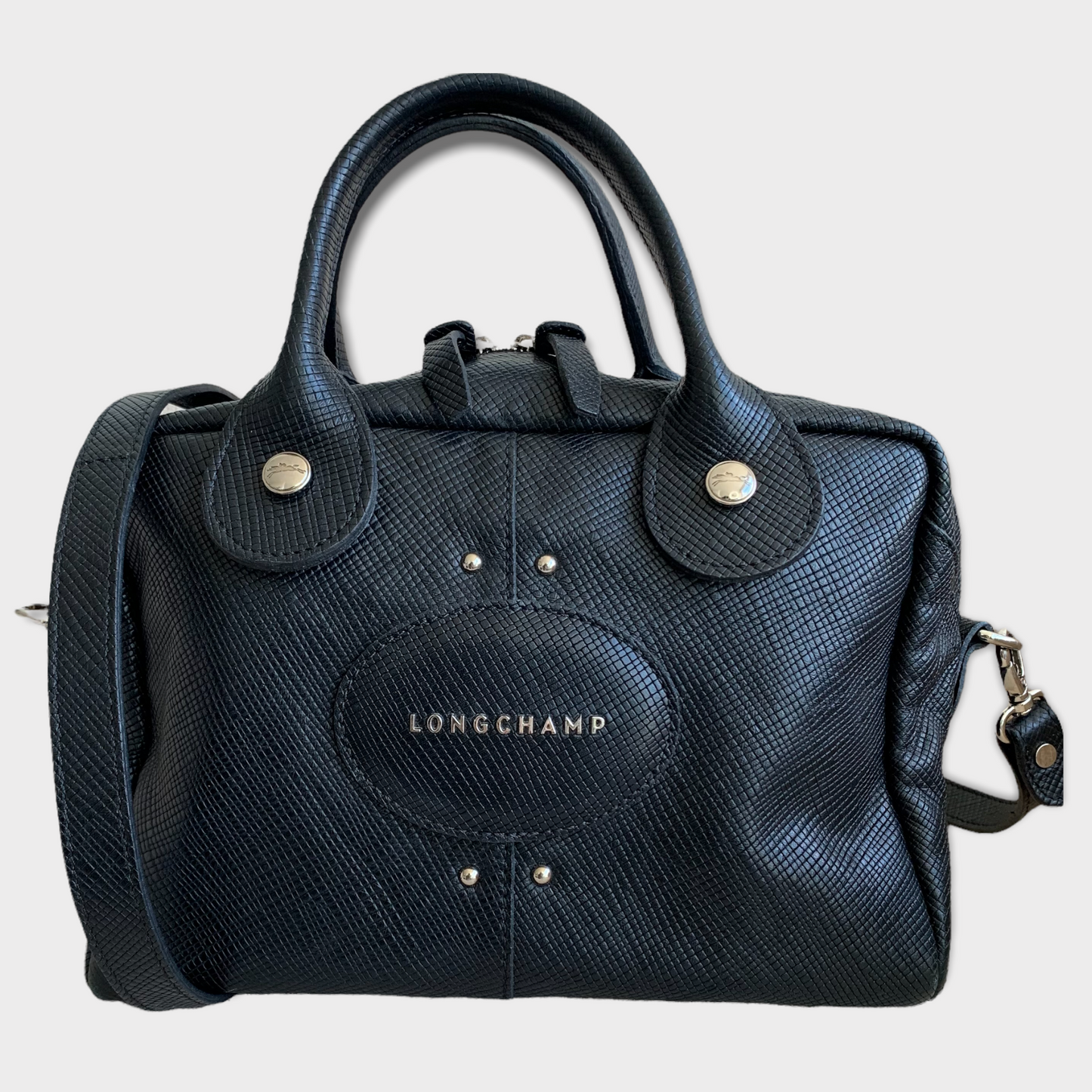 LONGCHAMP black handbag leather crossbody bag