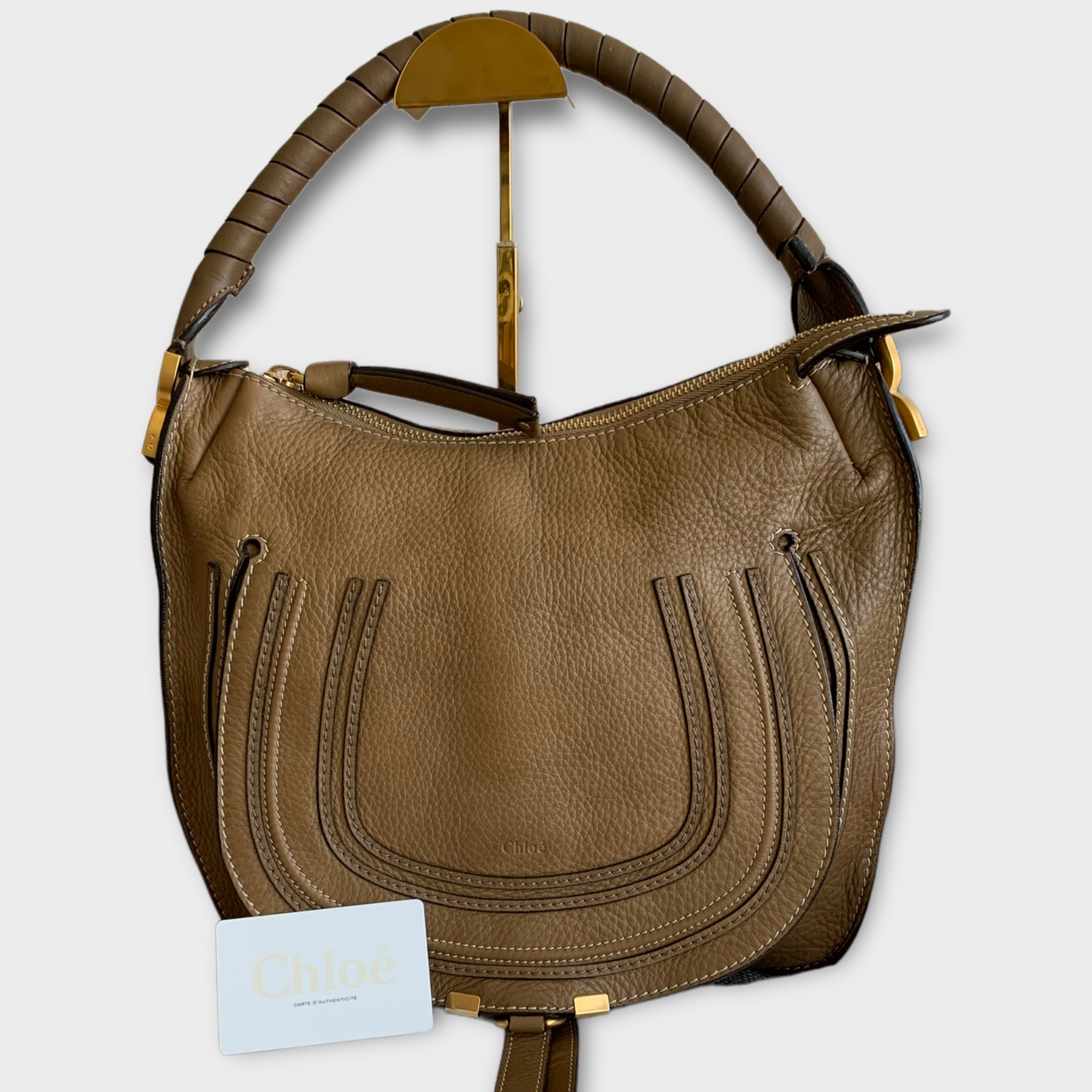 Chloé Marcie Hobo Tote Sac à bandoulière Walnut Gold Hardware