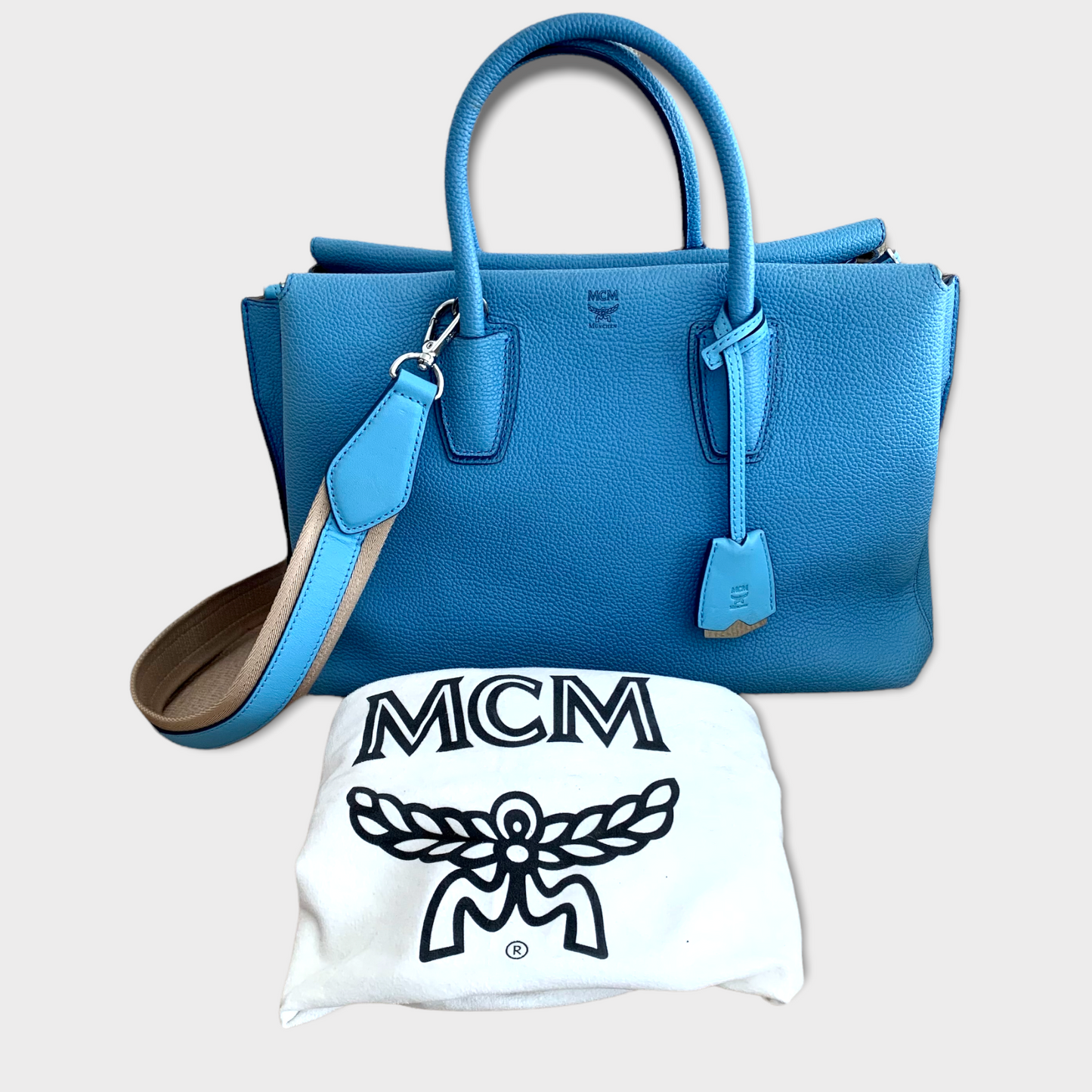 MCM model Milla leather skyblue