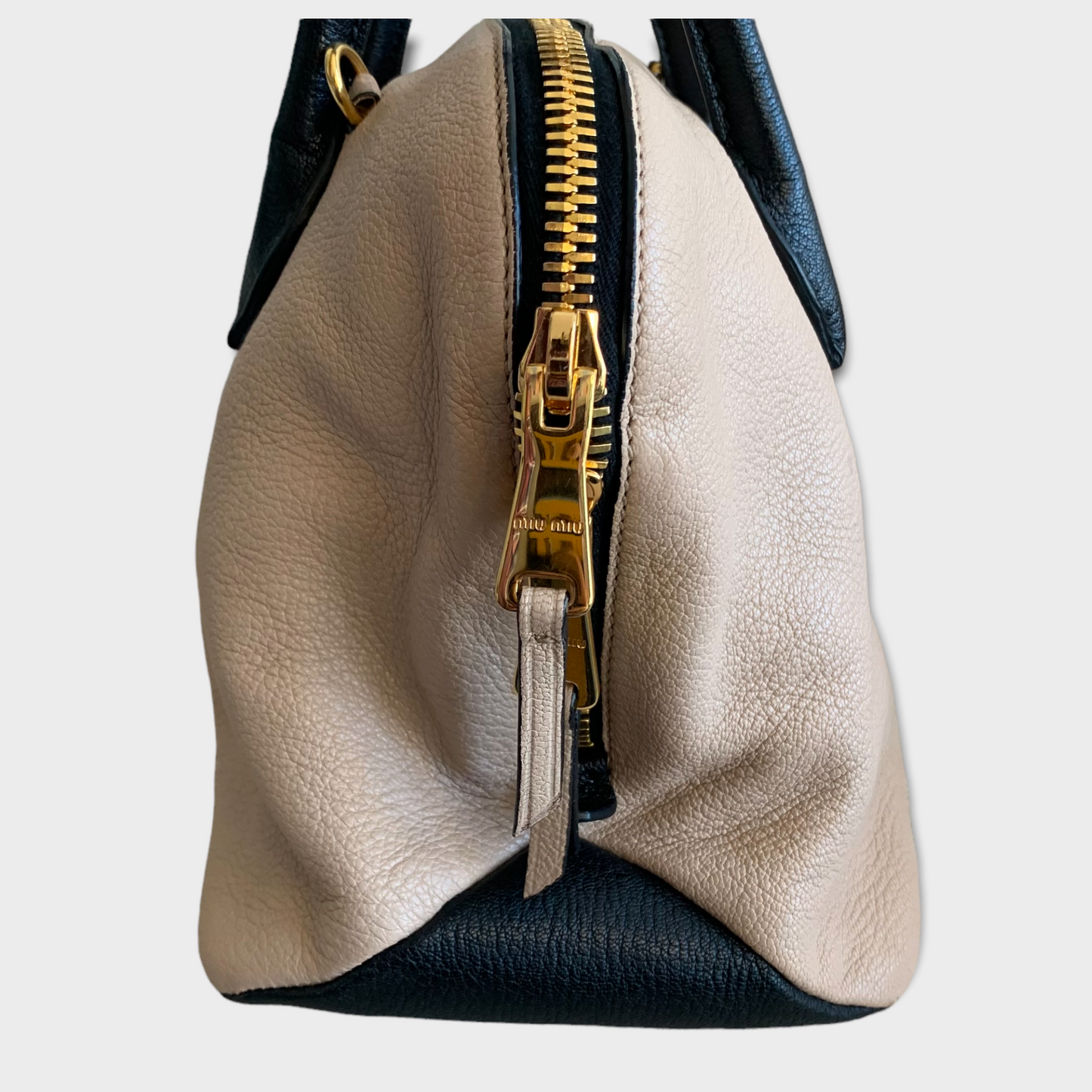 MIU MIU Bowling Bag beige/black leather 2 colors