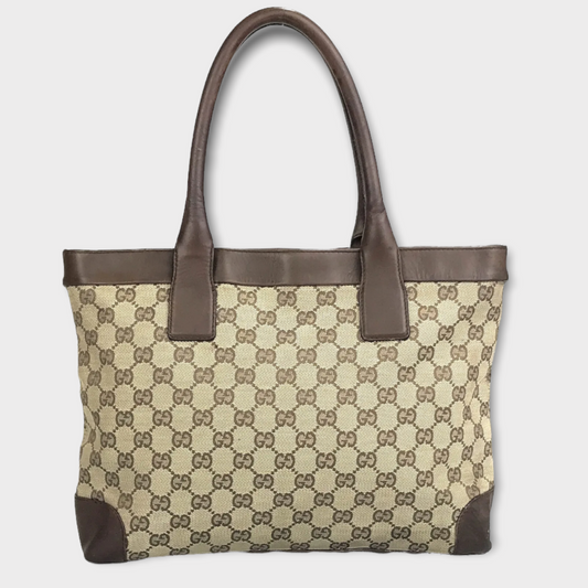 GUCCI petit sac à main shopper toile cuir