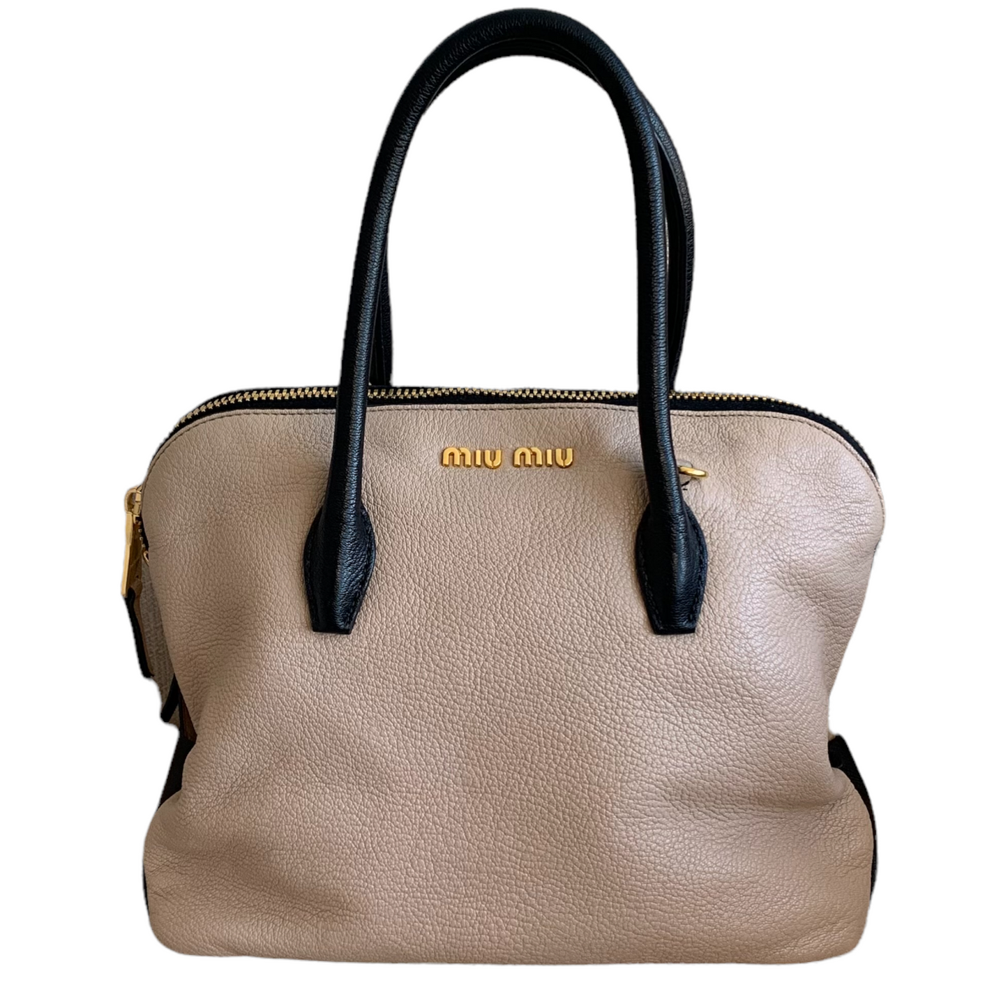 MIU MIU Bowling Bag beige/black leather 2 colors