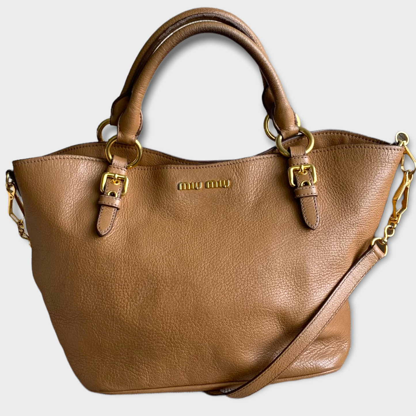 MIU MIU sac à main bandoulière en cuir bijouterie dorée