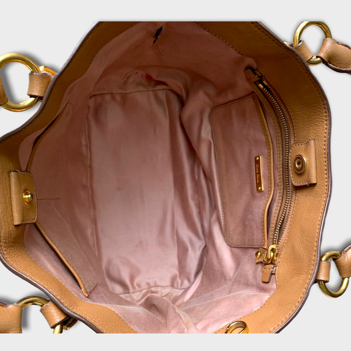 MIU MIU sac à main bandoulière en cuir bijouterie dorée