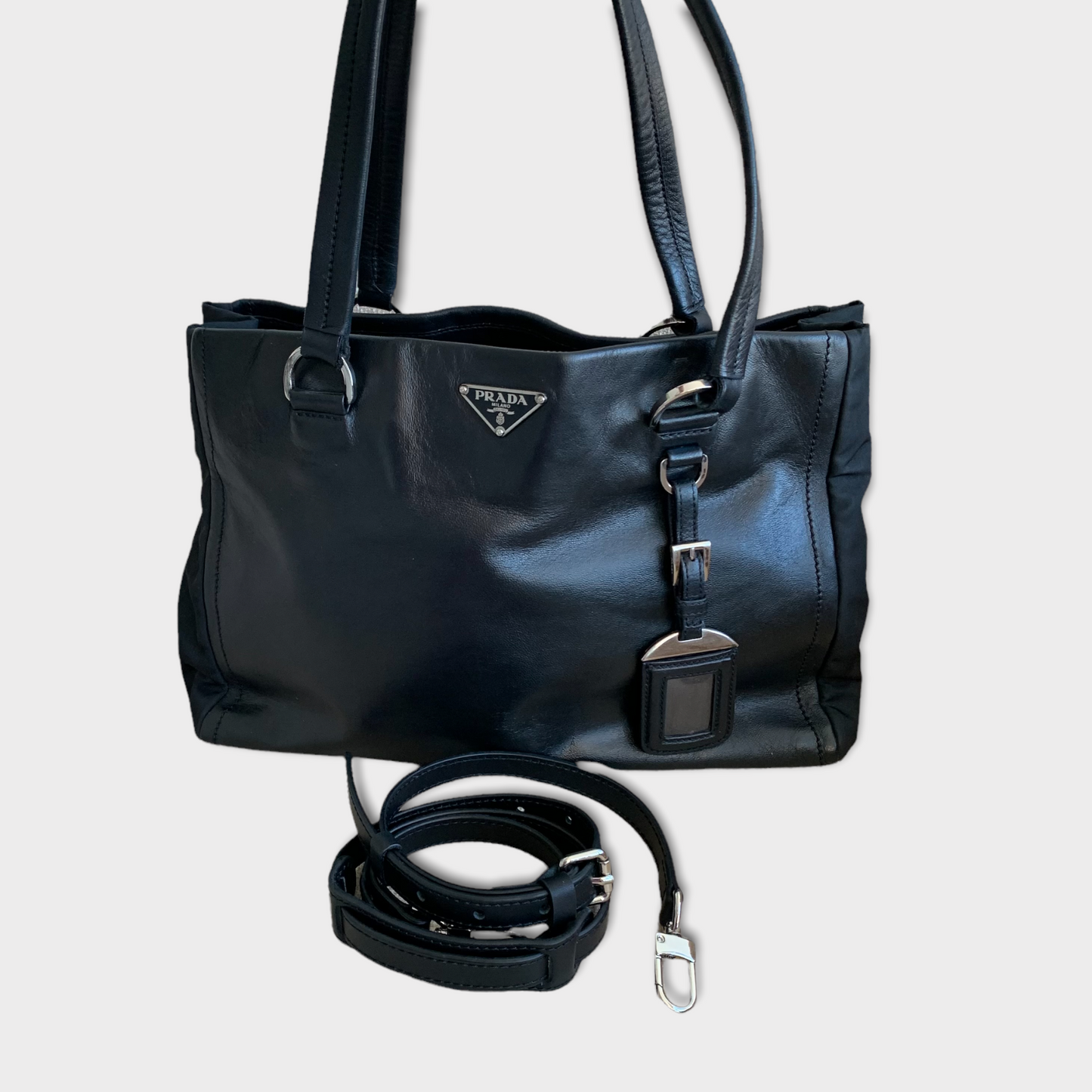 PRADA sac à main 2way bag cuir noir