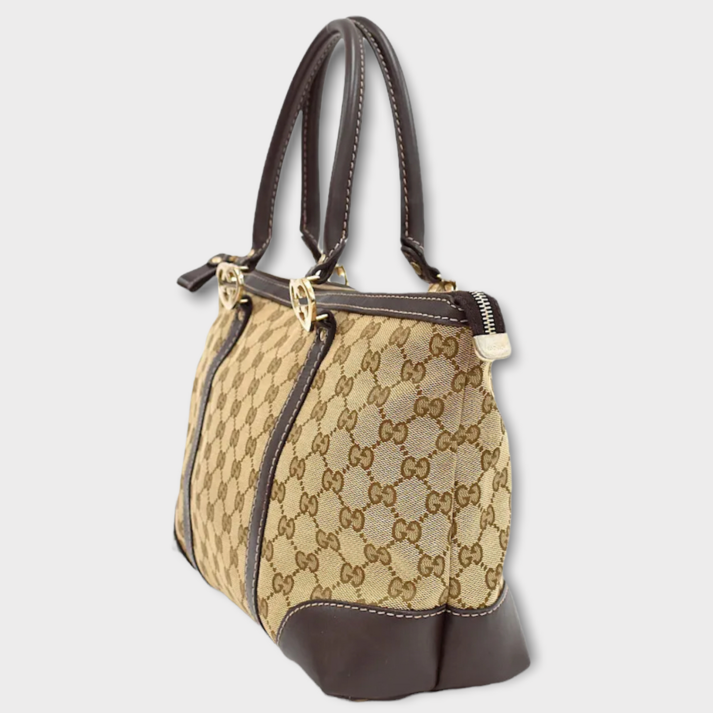 Sac à bandoulière en cuir et toile GUCCI Shopper